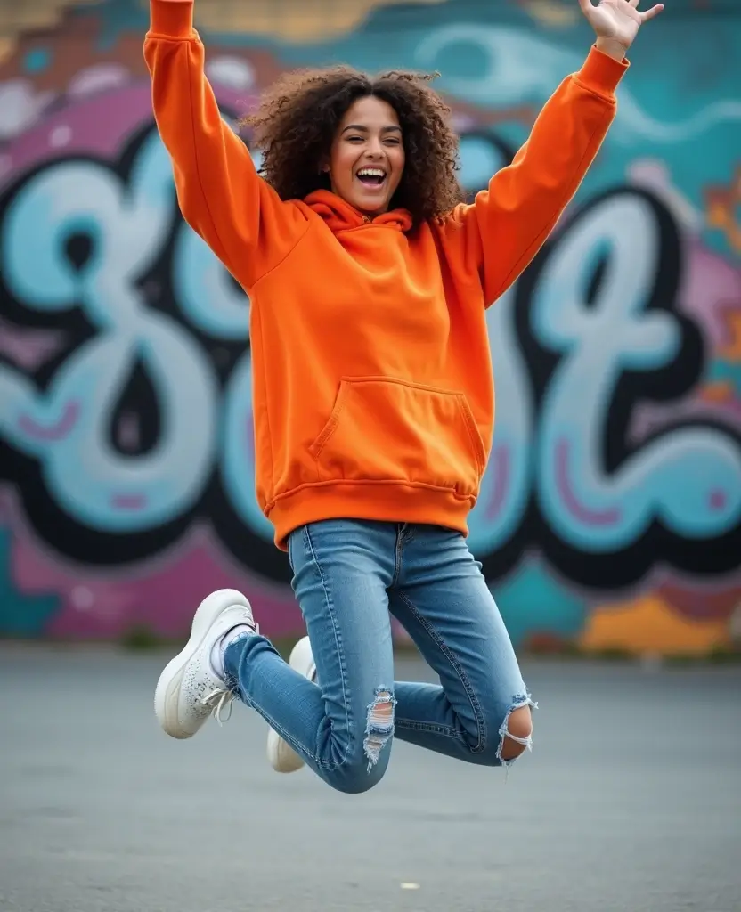 25 Creative Dress Poses for Stunning Photos: Layered Fashion Combinations - 8. Sporty Look with a Hoodie Dress