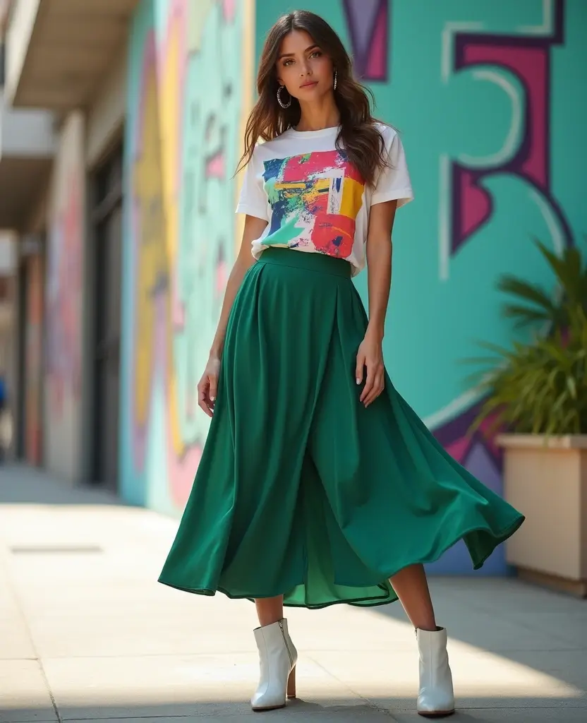 25 Cute Outfit Ideas That Are Easy to Recreate - 5. Graphic Tees and Slip Skirts