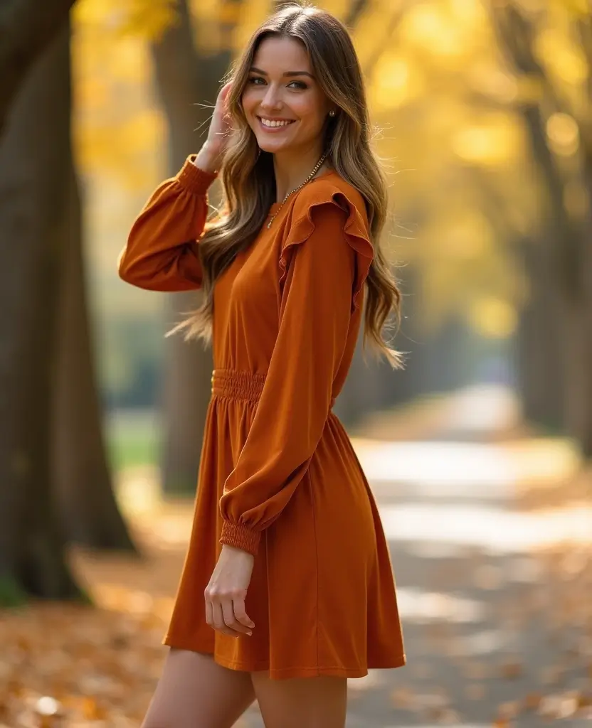 25 Dress Design Sketches to Inspire Your Next Look - 16. Long Sleeve Dress with Stylish Booties