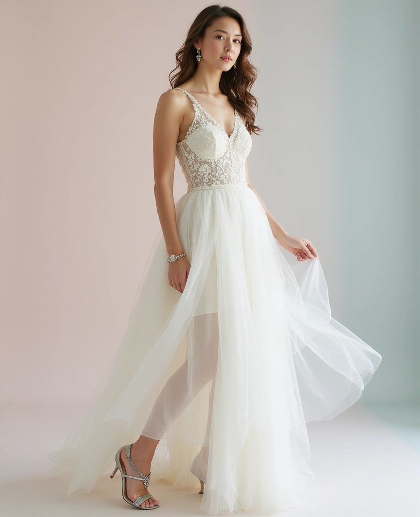 25 Dress Outfits That Will Make You Stand Out - 15. Elegant Tulle Dress with Dainty Heels