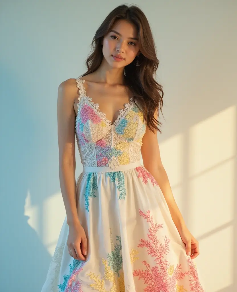 25 Dress Sketches to Spark Your Imagination - 18. Colorful Lace