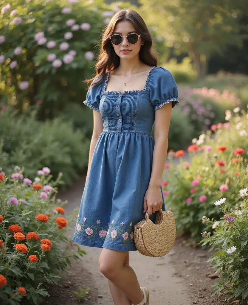 25 Jean Dress Outfits You’ll Want to Copy - 15. Vintage-Inspired Denim Dress for Timeless Charm
