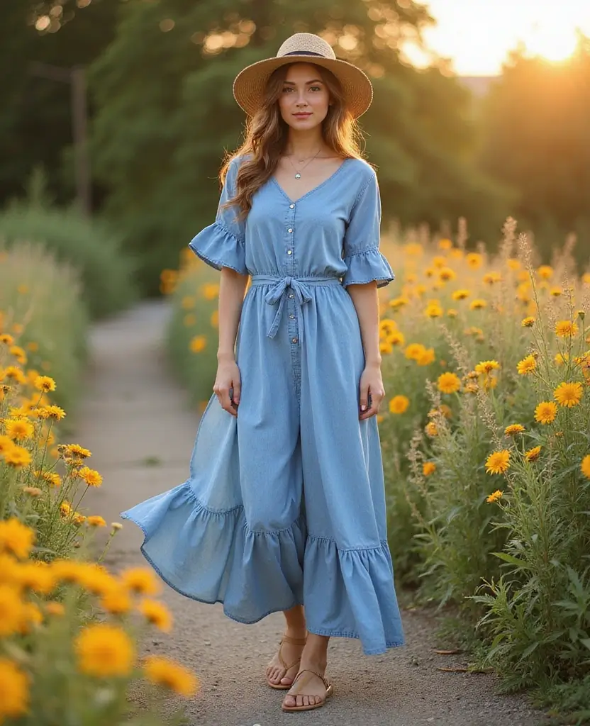 25 Jean Dress Outfits You’ll Want to Copy - 2. Breezy Denim Maxi Dress for Summer Days