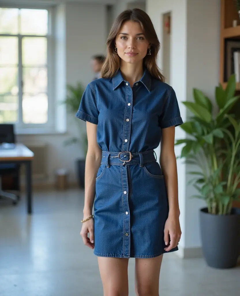 25 Jean Dress Outfits You’ll Want to Copy - 3. Chic Denim Shirt Dress for Office Style