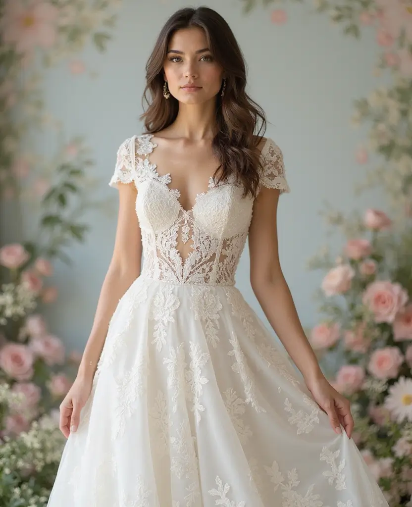 25 Lace Wedding Dresses for Timeless Romance - 12. Bold Lace Patterns
