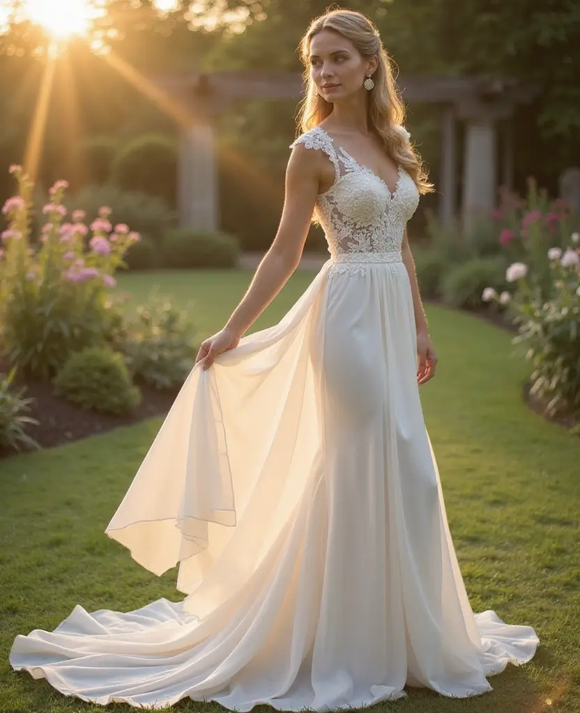 25 Lace Wedding Dresses for Timeless Romance - 13. Lace Bodice with Flowy Skirt