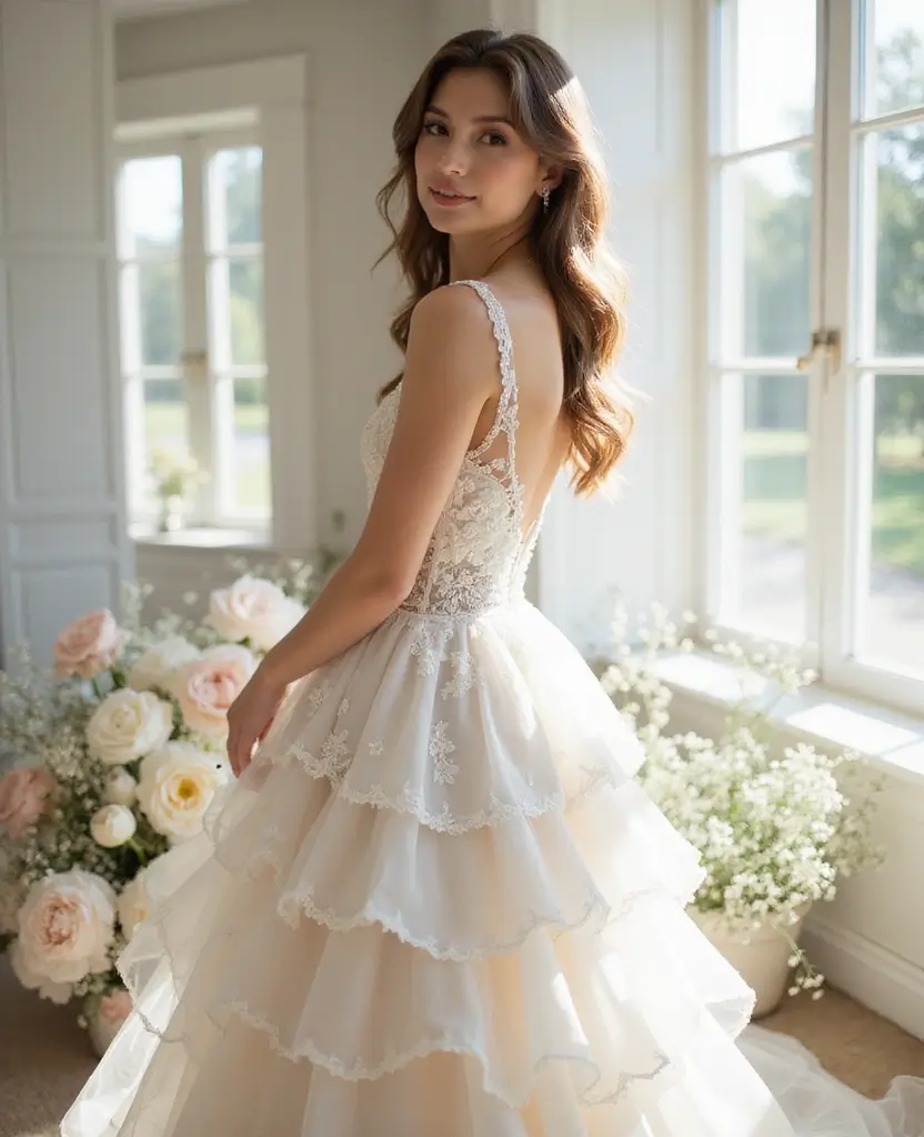25 Lace Wedding Dresses for Timeless Romance - 16. Ruffled Lace Gown