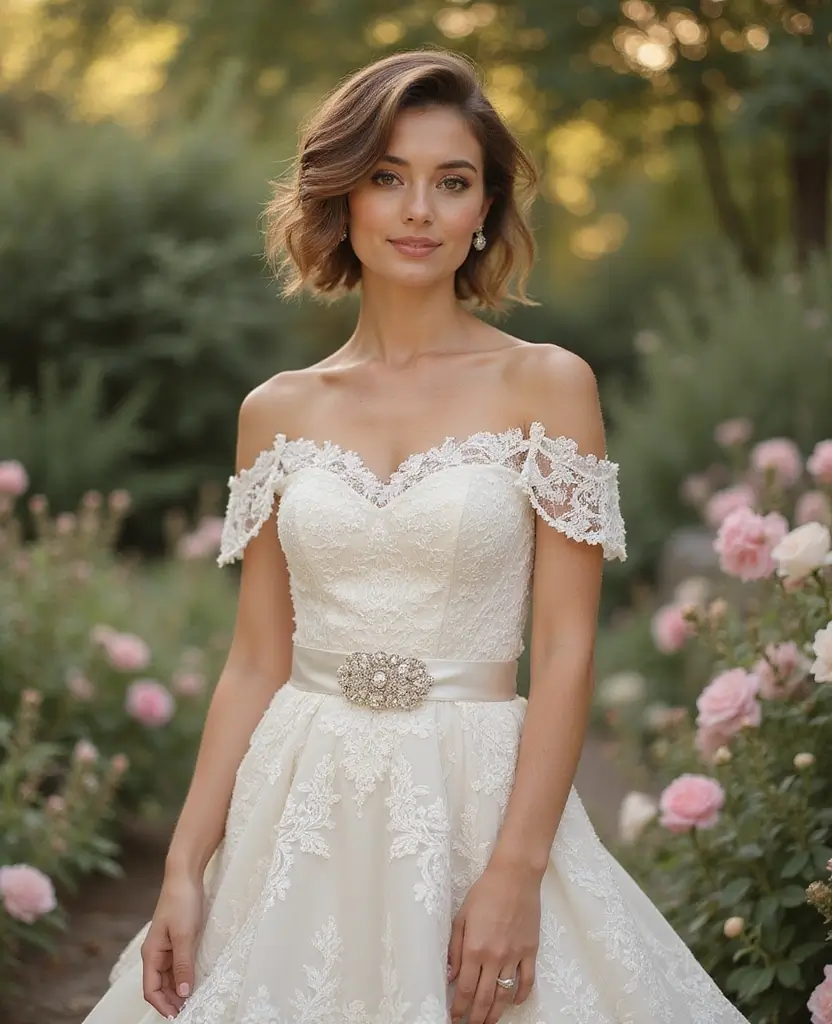 25 Lace Wedding Dresses for Timeless Romance - 17. Belted Lace Dresses
