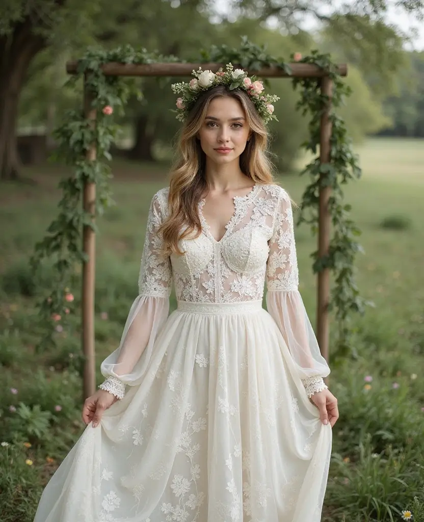 25 Lace Wedding Dresses for Timeless Romance - 2. Bohemian Goddess