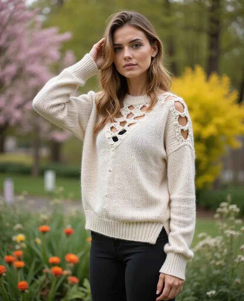 25 Leggings Outfit Ideas That Go Beyond the Gym - 18. Leggings with a Cut-Out Sweater
