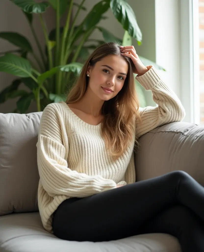 25 Leggings Outfit Ideas That Go Beyond the Gym - 2. Leggings and an Oversized Sweater