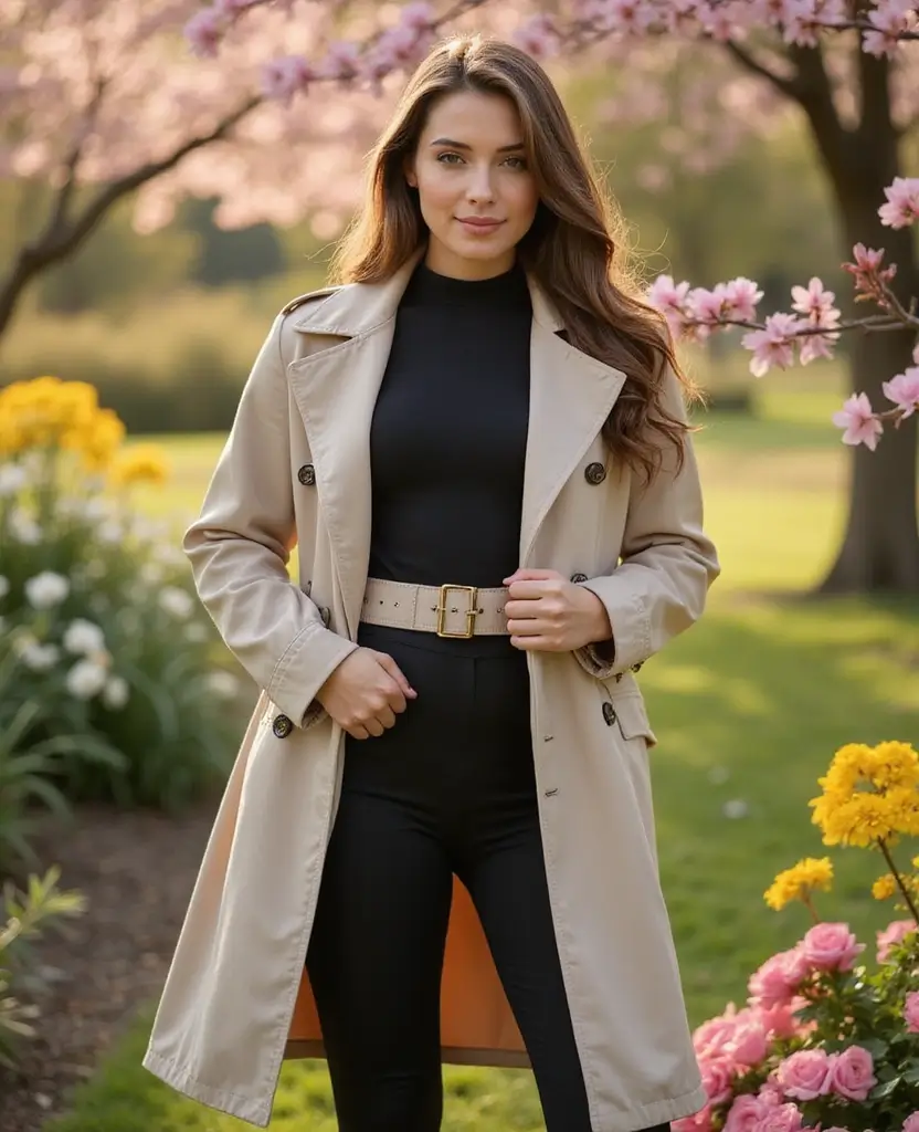 25 Leggings Outfit Ideas That Go Beyond the Gym - 21. Leggings with a Classic Trench Coat
