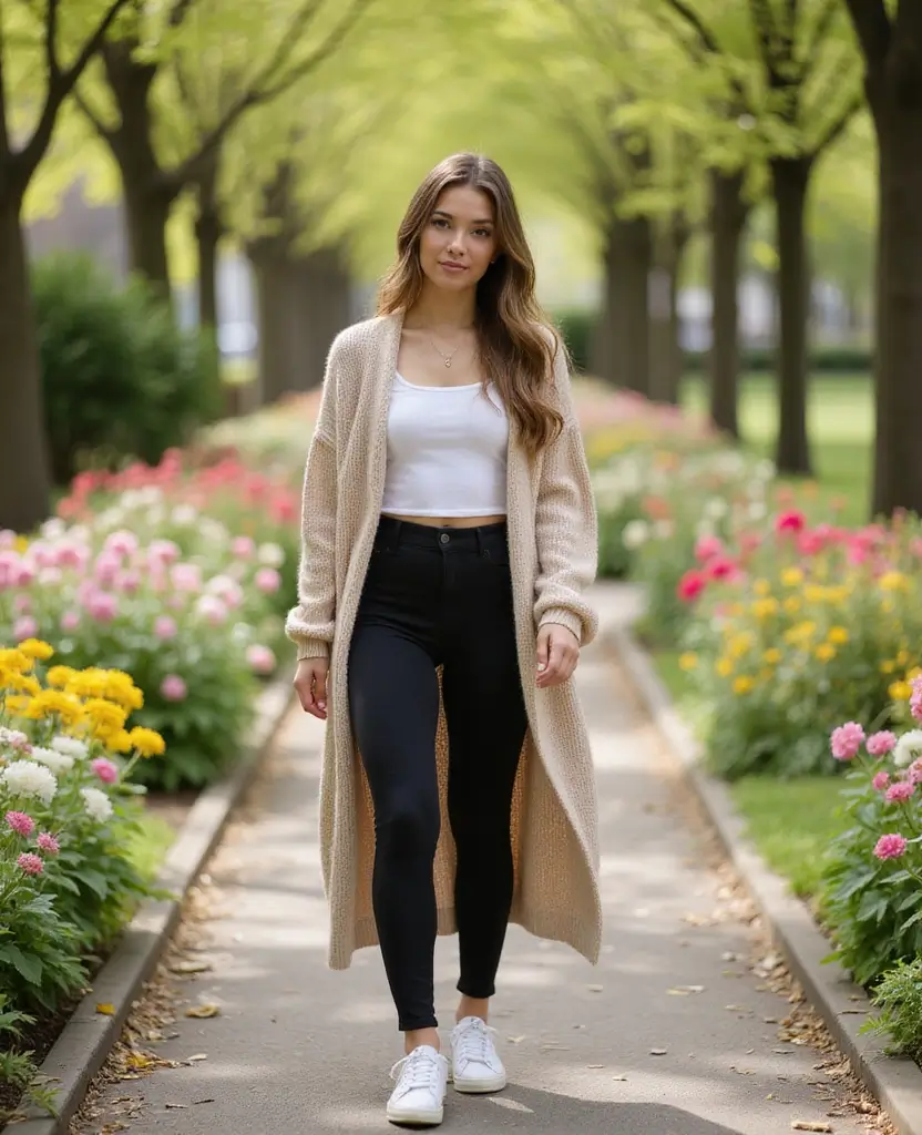 25 Leggings Outfit Ideas That Go Beyond the Gym - 5. Layered Look with Leggings and a Long Cardigan