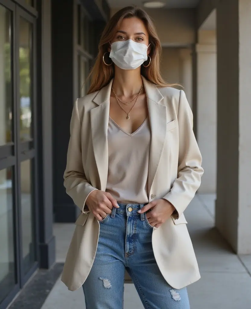 25 Masquerade Outfit Ideas for a Mysterious Night - 10. Raw Hem Jeans and a Blazer