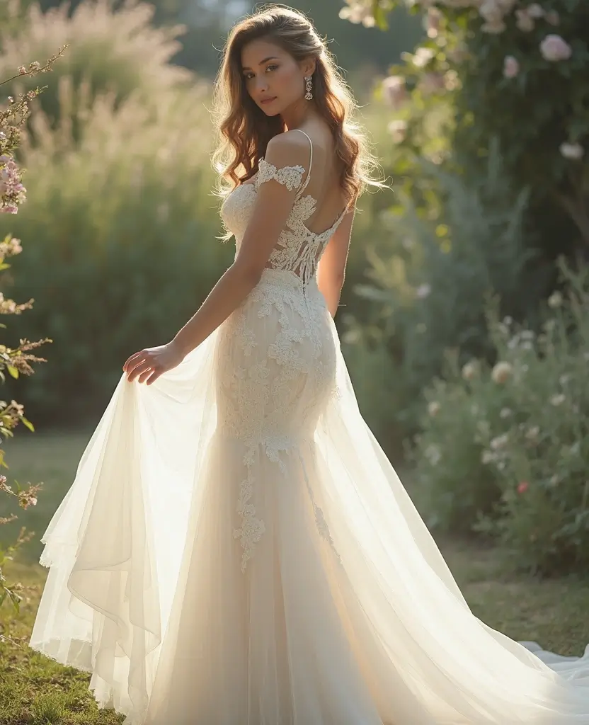 25 Mermaid Wedding Dresses for Glamorous Brides - 1. Timeless Lace and Tulle Elegance