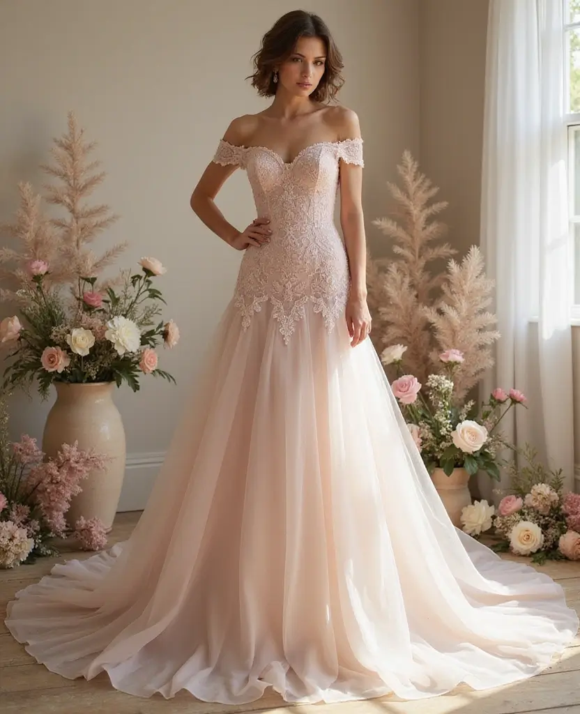 25 Mermaid Wedding Dresses for Glamorous Brides - 10. Vintage Color Palettes