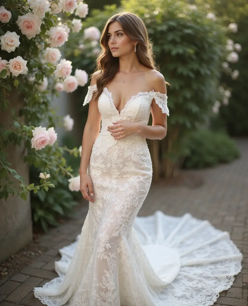 25 Mermaid Wedding Dresses for Glamorous Brides - 12. Layered Lace Overlays
