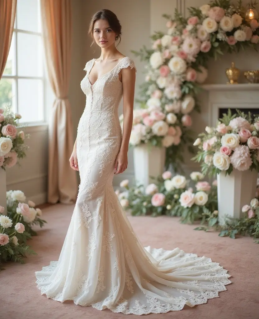 25 Mermaid Wedding Dresses for Glamorous Brides - 13. Vintage-inspired Train