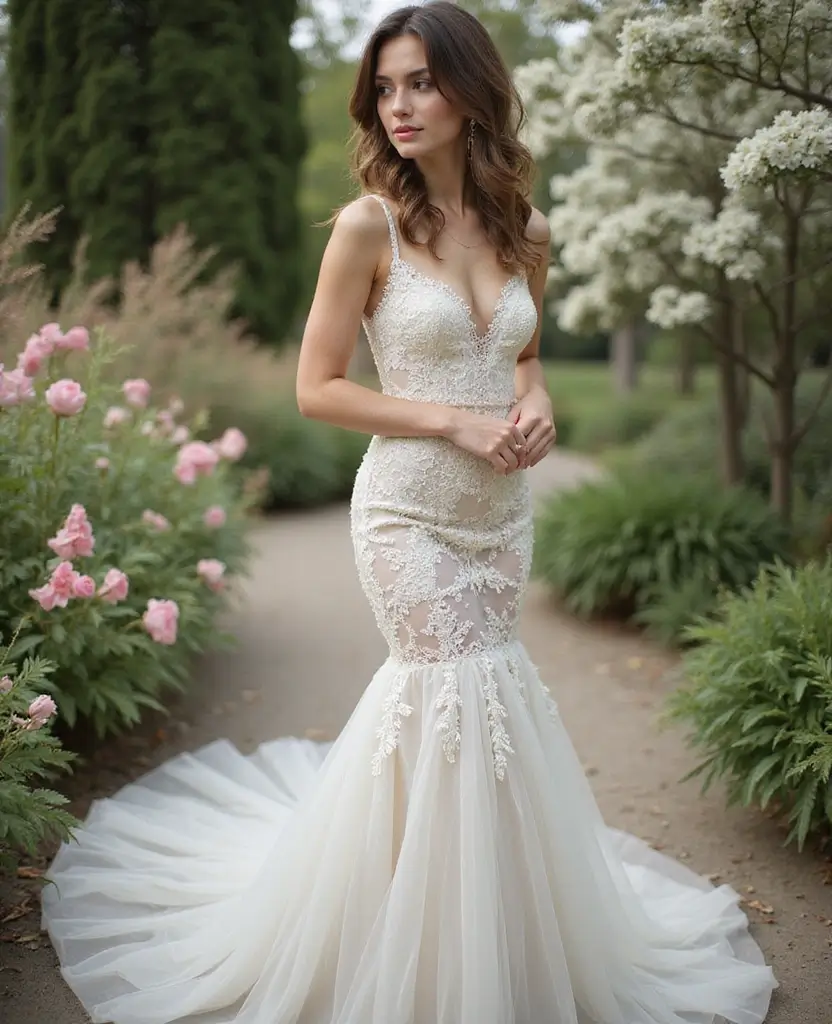 25 Mermaid Wedding Dresses for Glamorous Brides - 16. Elegant Sheer Panels