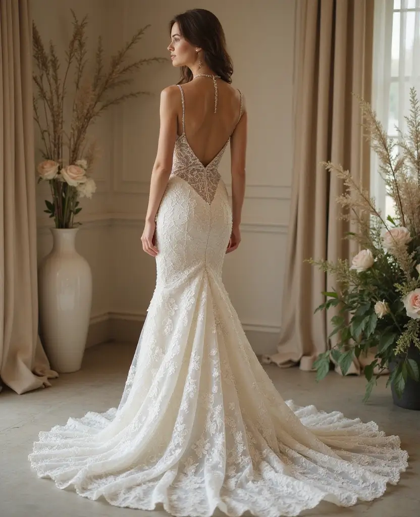 25 Mermaid Wedding Dresses for Glamorous Brides - 17. Lace and Beaded Mix