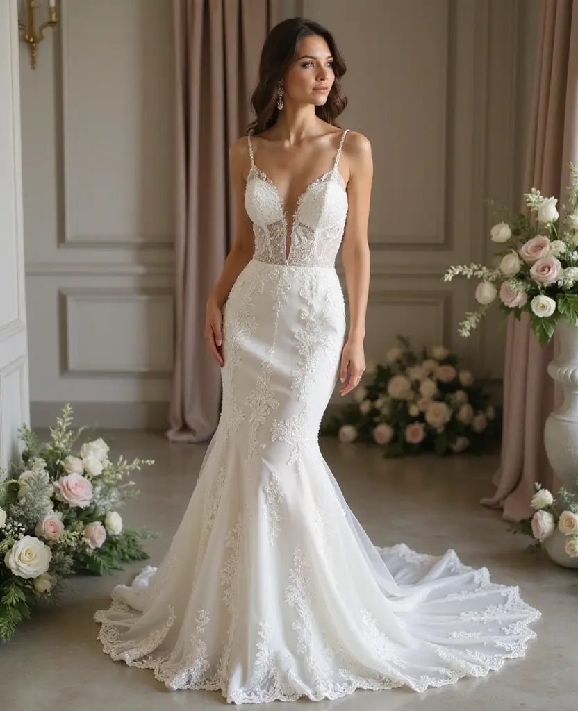 25 Mermaid Wedding Dresses for Glamorous Brides - 19. Vintage Crystal Embellishments