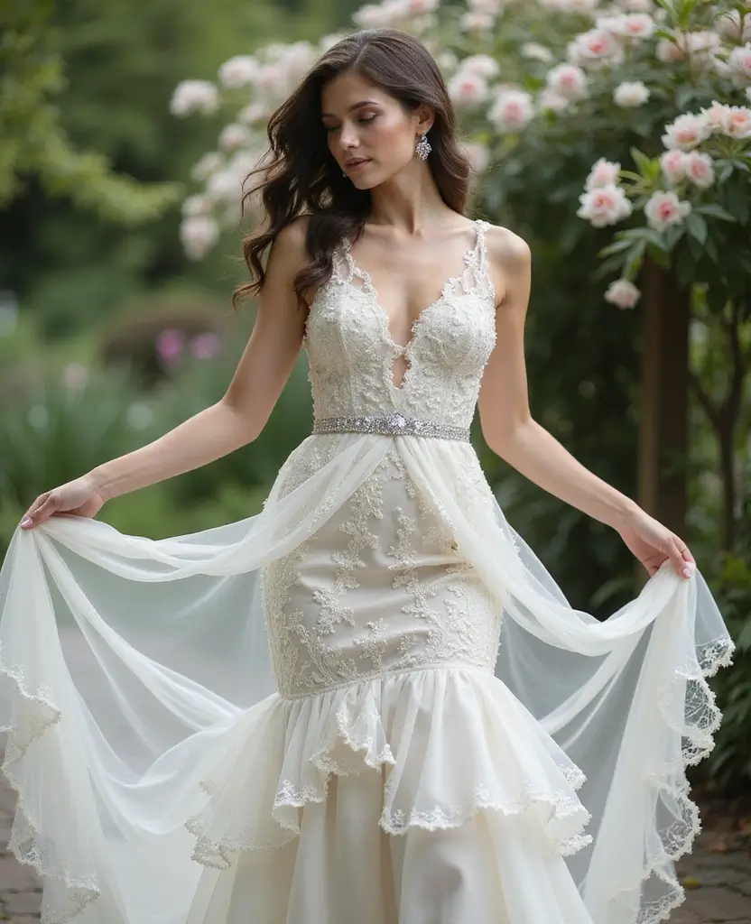25 Mermaid Wedding Dresses for Glamorous Brides - 20. Artistic Layers