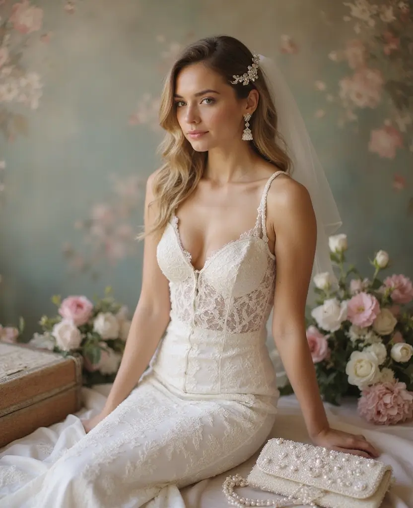 25 Mermaid Wedding Dresses for Glamorous Brides - 25. Vintage-inspired Accessories