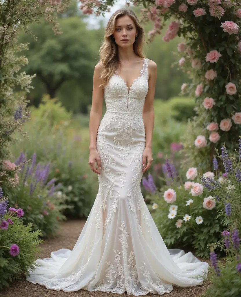25 Mermaid Wedding Dresses for Glamorous Brides - 7. Vintage Floral Embroidery