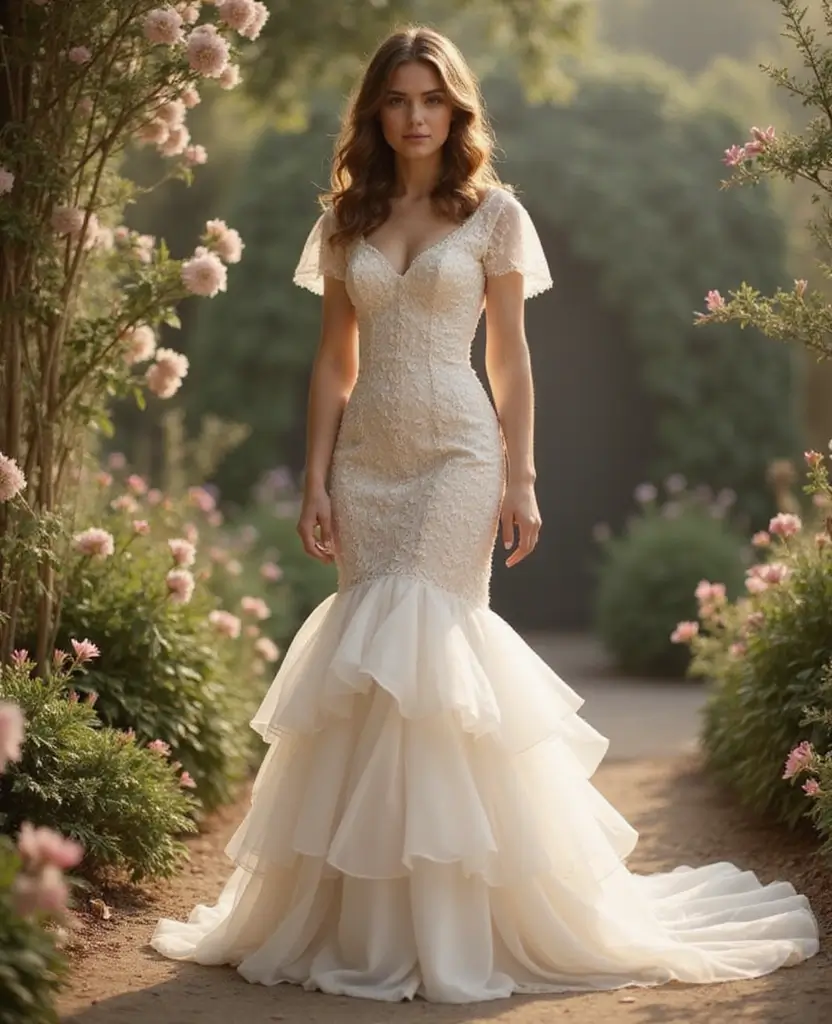 25 Mermaid Wedding Dresses for Glamorous Brides - 8. Vintage-inspired Ruffles