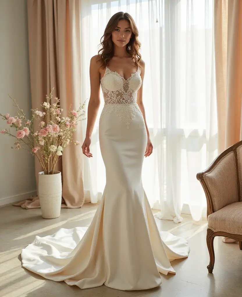 25 Mermaid Wedding Dresses for Glamorous Brides - 9. Classic Satin Finish