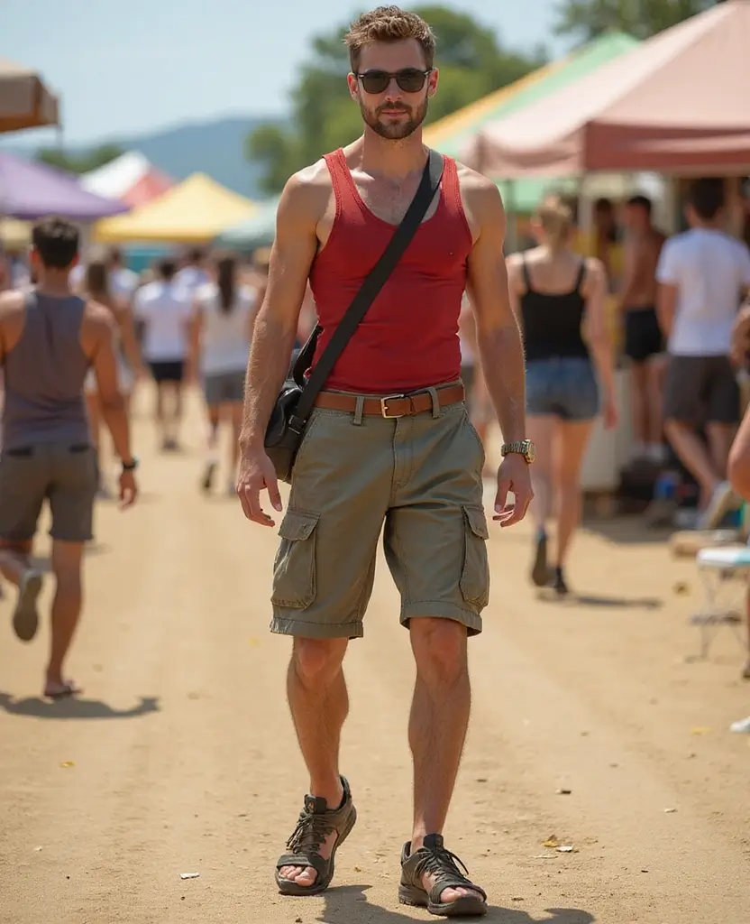 25 Shorts Outfit Ideas for Warm Weather Days - 20. Utility Shorts with a Tank Bodysuit