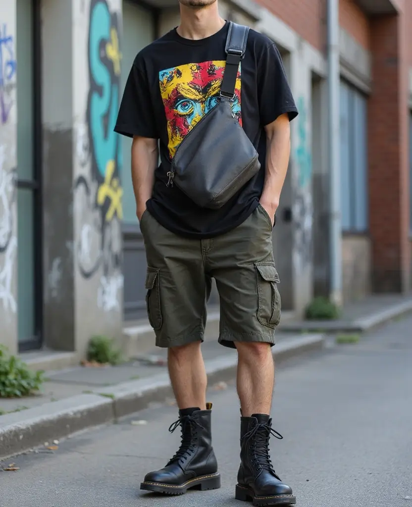 25 Shorts Outfit Ideas for Warm Weather Days - 8. Cargo Shorts with a Graphic Tee