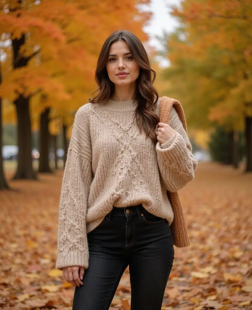 25 Sustainable Black Denim Outfit Ideas for Every Season - 3. Autumn Layers with Cozy Sweaters