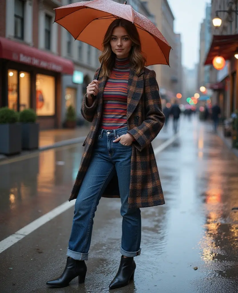 25 Winter Outfit Ideas for Every Taste - 5. Mixing Patterns: Stripes and Plaid
