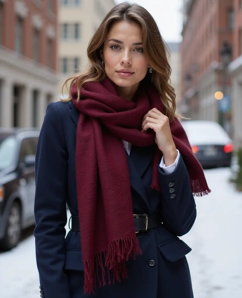 25 Winter Outfit Ideas for Staying Warm in Style - 14. Cashmere Scarf with Tailored Coats
