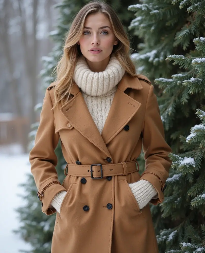 25 Winter Outfit Ideas for Staying Warm in Style - 16. Stylish Trench Coat with Layered Knits