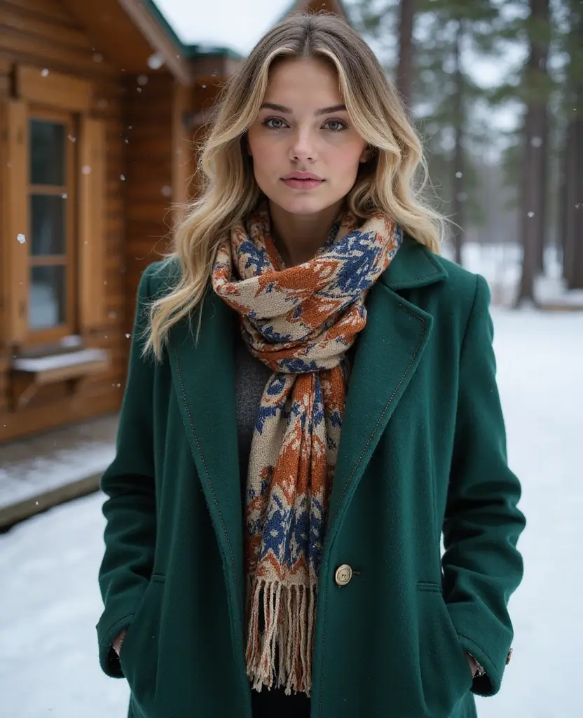 25 Winter Outfit Ideas for Staying Warm in Style - 2. Recycled Wool Coats with Vintage Scarves