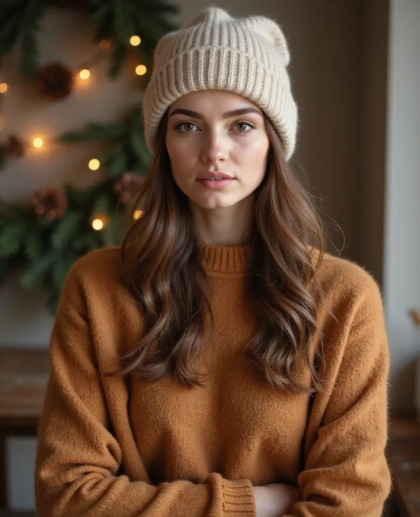 25 Winter Outfit Ideas for Staying Warm in Style - 7. Eco-Friendly Beanie with a Wool Sweater