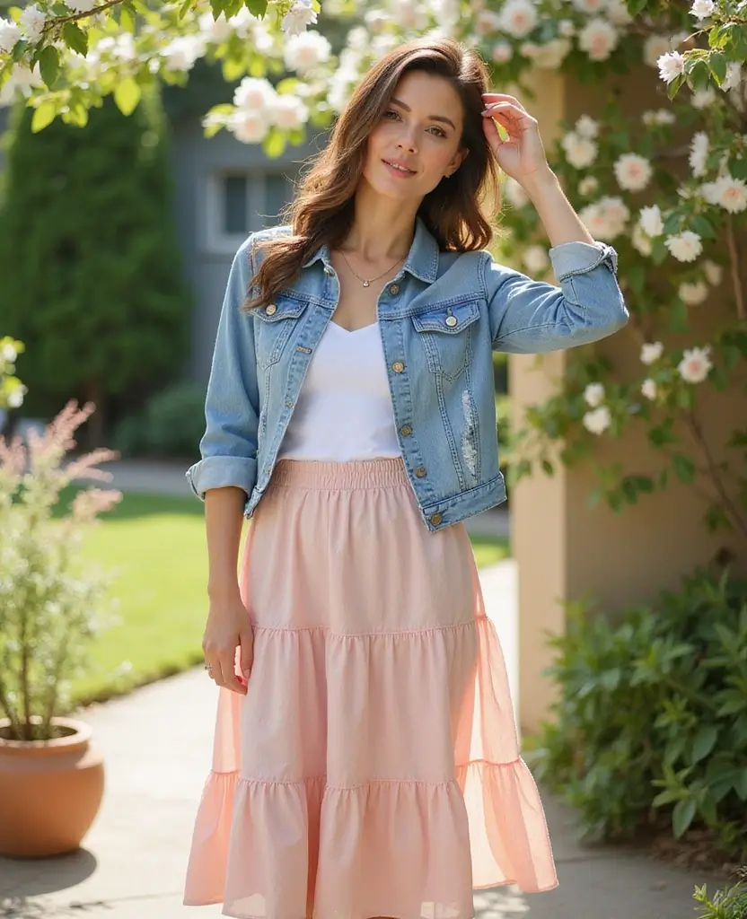 28 Outfit Ideas for Women to Elevate Your Everyday Style - 28. Layered Midi Skirt with a Lightweight Jacket
