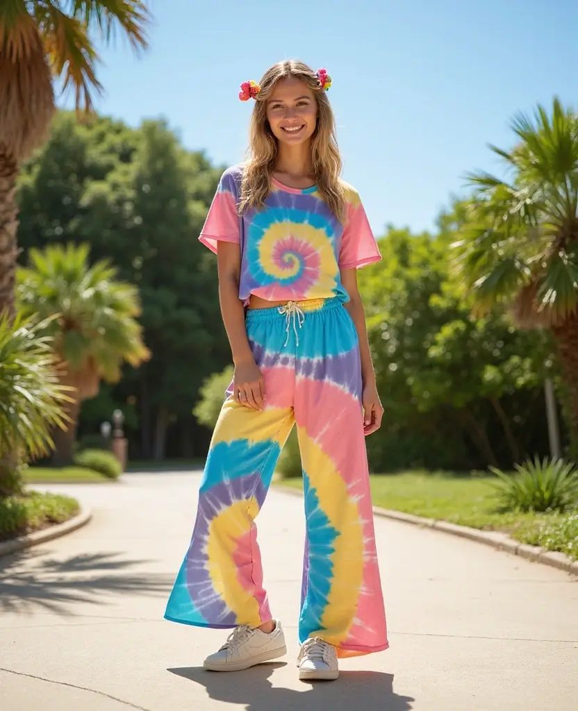 29 Summer Casual Outfit Ideas to Keep You Cool & Stylish - 15. Colorful Tie-Dye Outfit