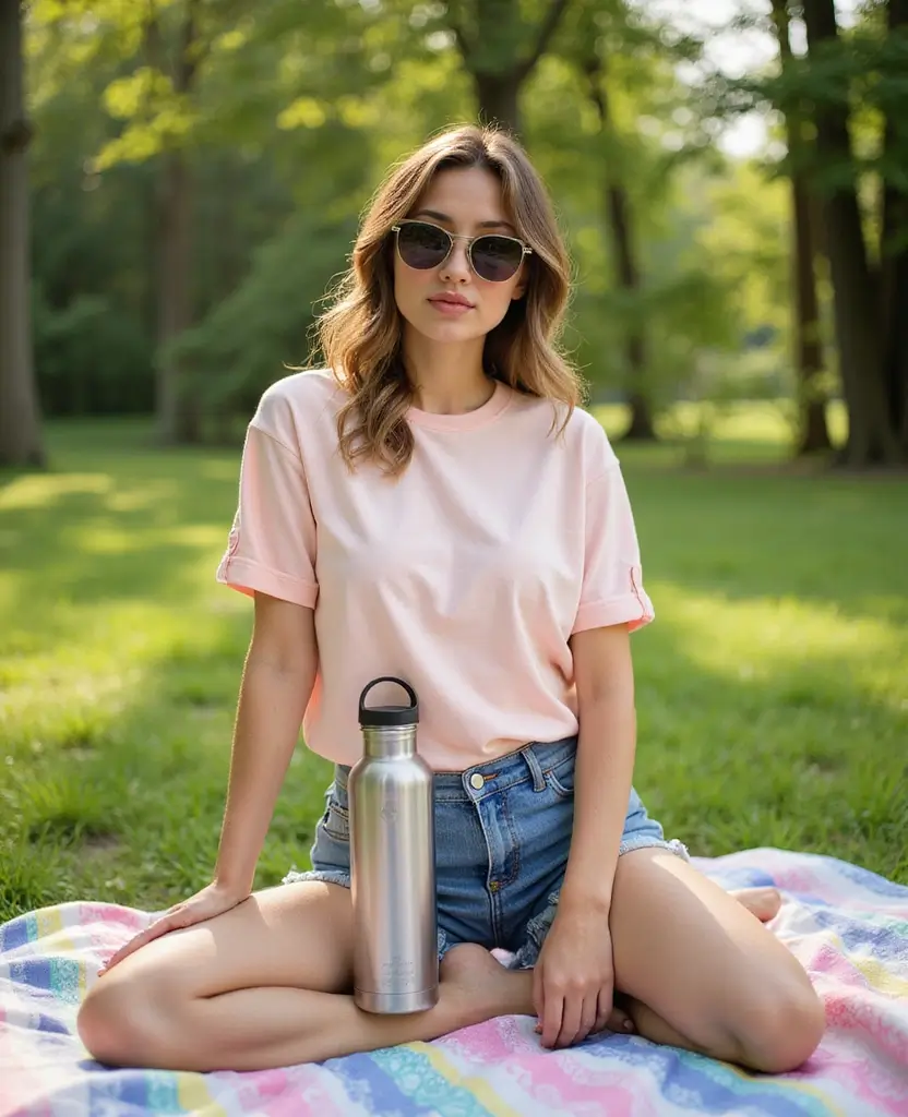 29 Summer Casual Outfit Ideas to Keep You Cool & Stylish - 2. Organic Cotton T-Shirt with High-Waisted Shorts