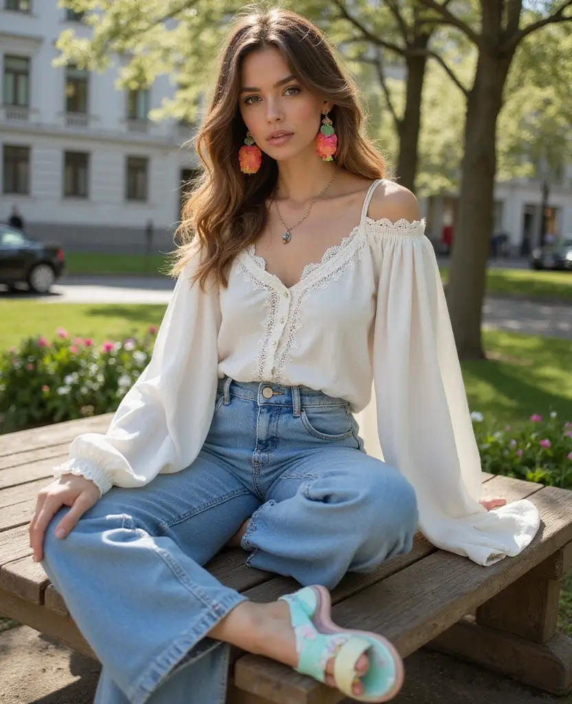 29 Summer Casual Outfit Ideas to Keep You Cool & Stylish - 8. Vintage High-Waisted Jeans with a Breezy Top