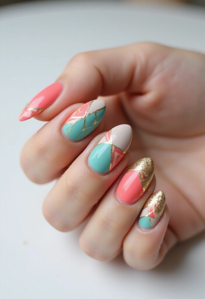 25 Chic Nail Inspo Short Almond Looks for Everyday Wear - 11. Geometric Patterns