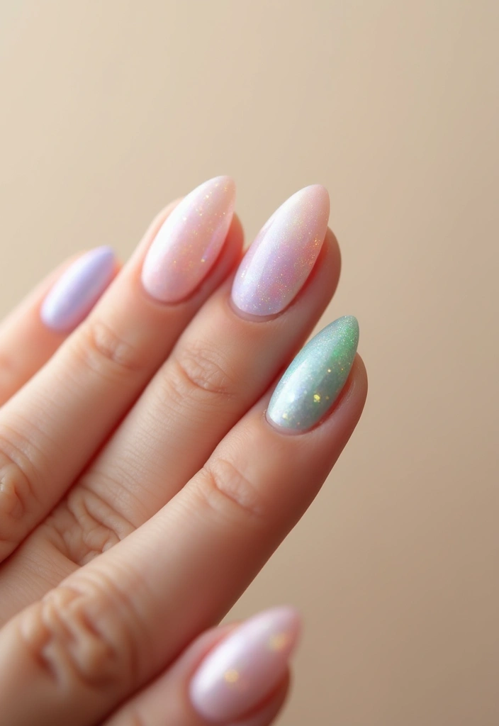 25 Chic Nail Inspo Short Almond Looks for Everyday Wear - 13. Shimmering Pearl Effect