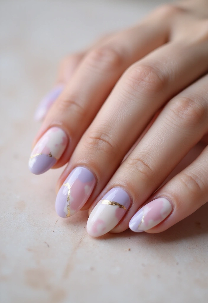 25 Chic Nail Inspo Short Almond Looks for Everyday Wear - 16. Marble Effect Art