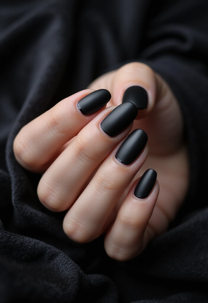 25 Chic Nail Inspo Short Almond Looks for Everyday Wear - 22. Edgy Black Matte