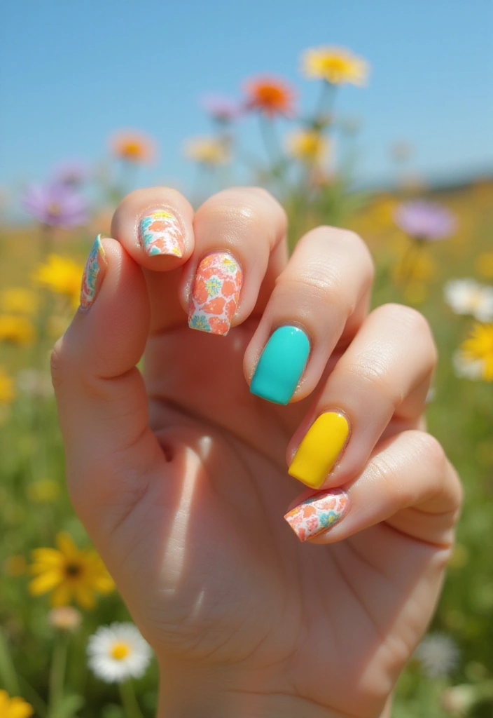 25 Chic Nail Inspo Short Almond Looks for Everyday Wear - 23. Bright Summer Vibes