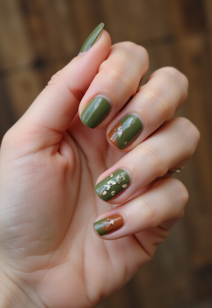 25 Chic Nail Inspo Short Almond Looks for Everyday Wear - 6. Earthy Tones Combo