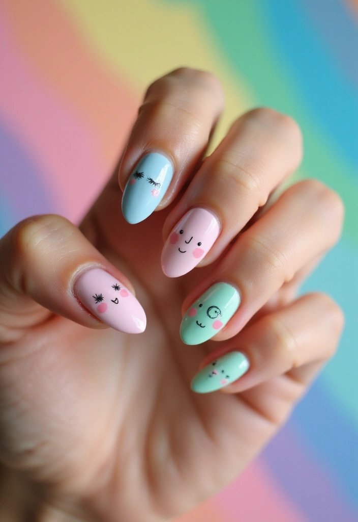 25 Elegant Nail Inspo Almond French Tip Designs - 17. Face Art Designs