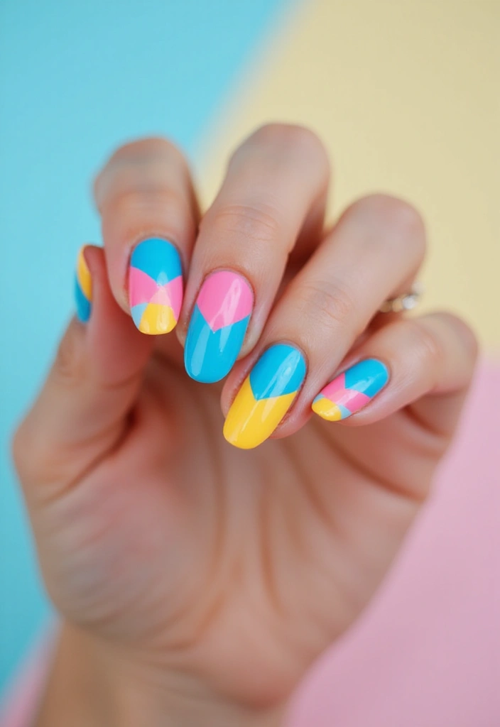 25 Elegant Nail Inspo Almond French Tip Designs - 19. Color Blocking